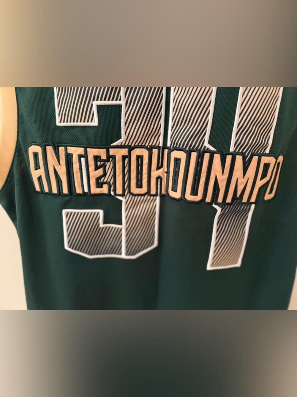 NBA Milwaukee Bucks Green and Cream Basketball Jersey - Picture 4 of 5